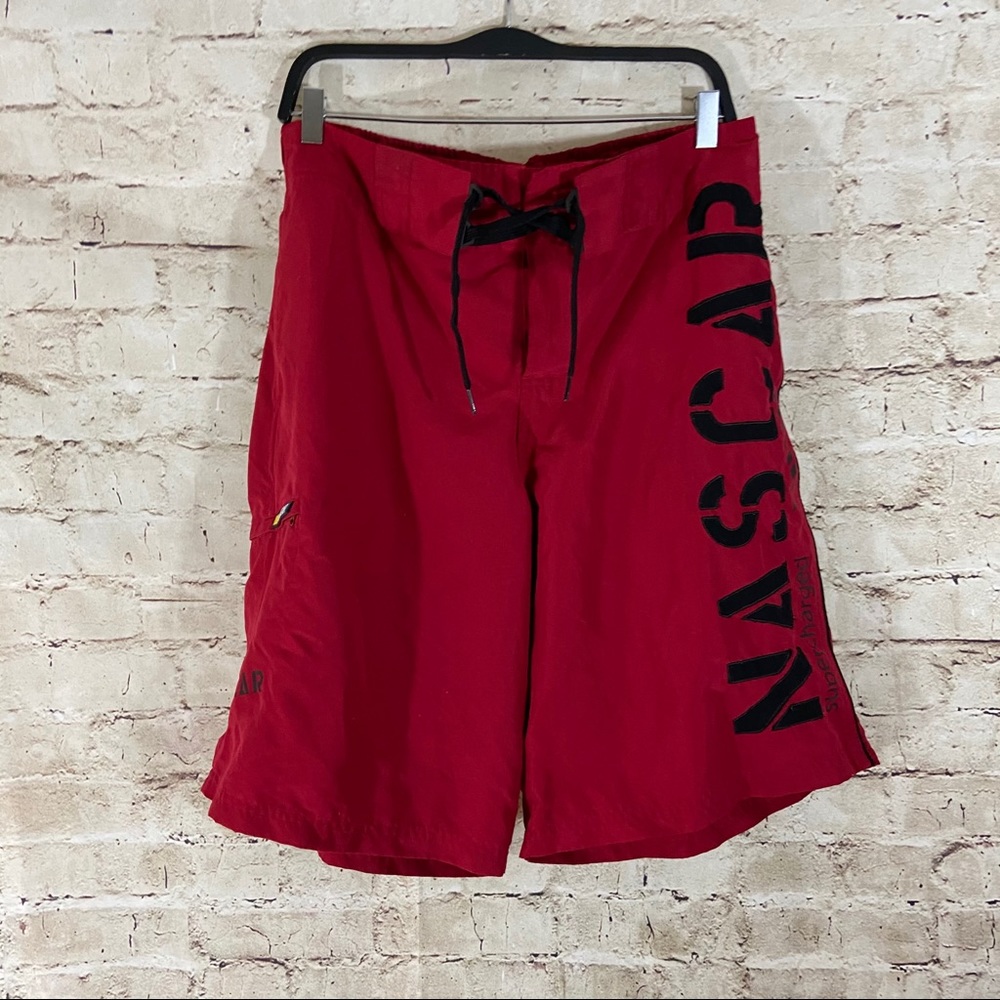 Men’s red NASCAR bathing suit size large
